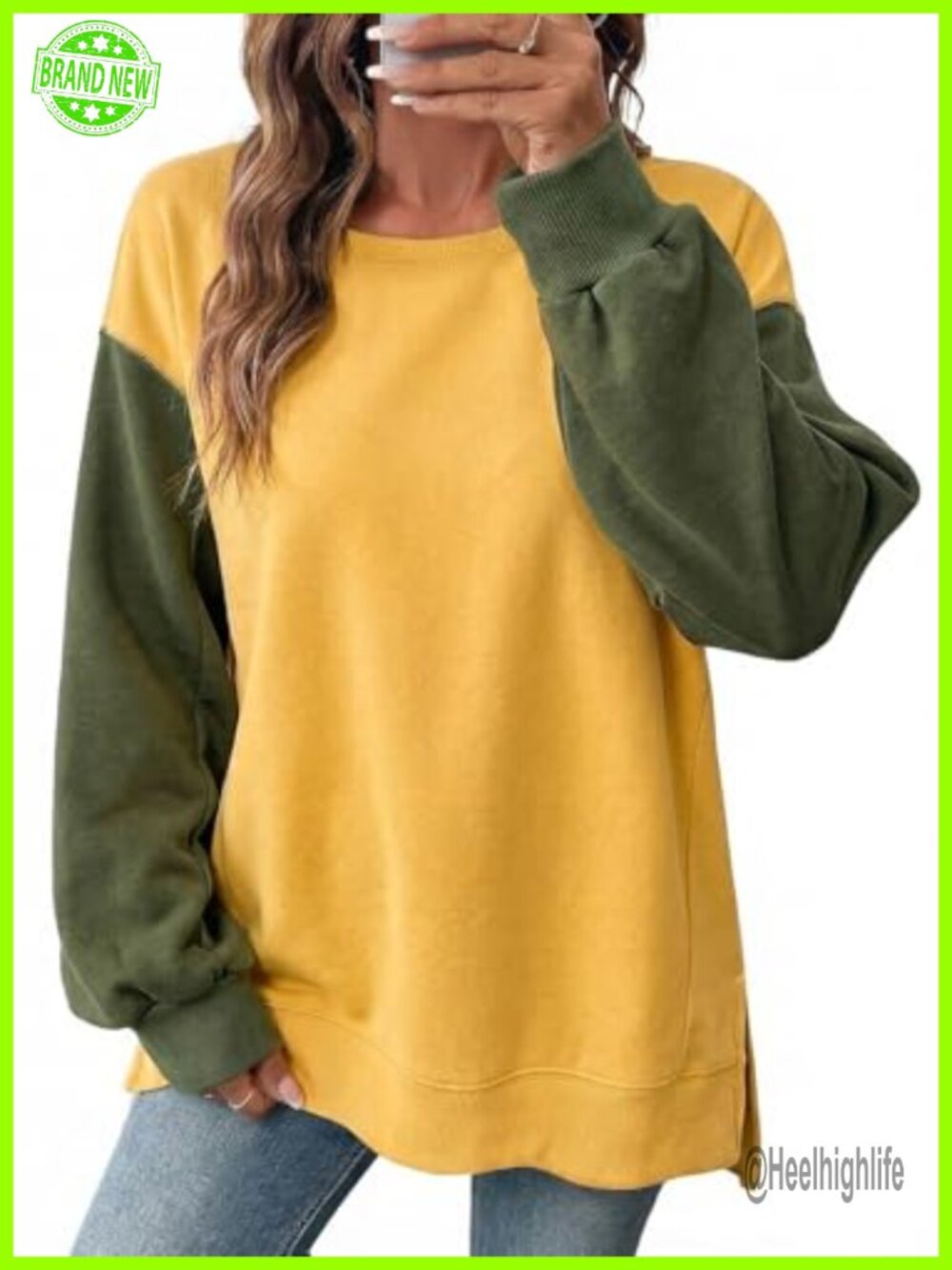Women's Long Sleeve Crewneck Pullover Sweatshirt Casual Loose Fit